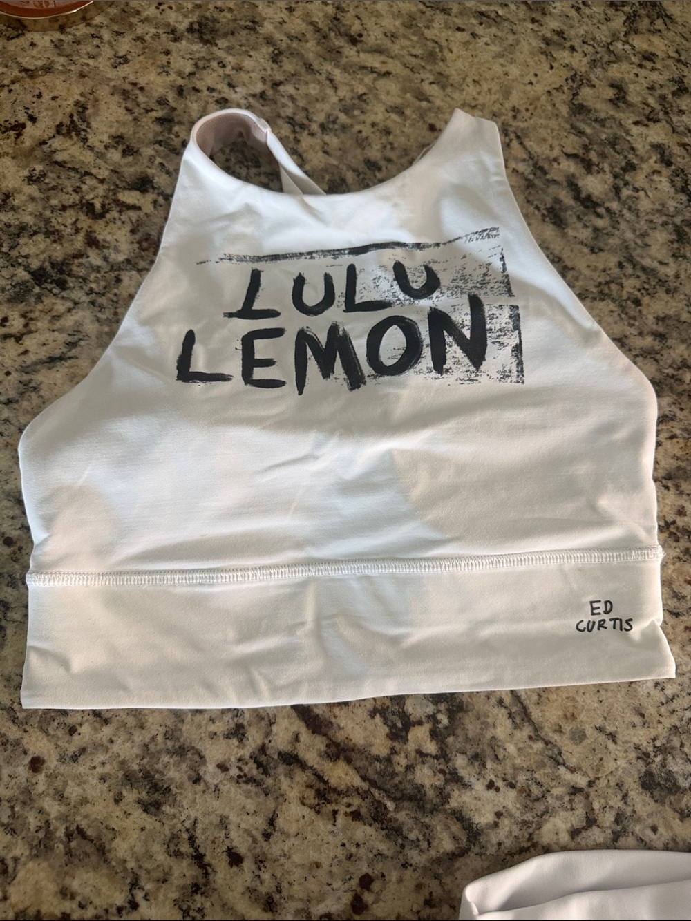 lululemon athletica White High-Neck Sports Bra with Black Logo